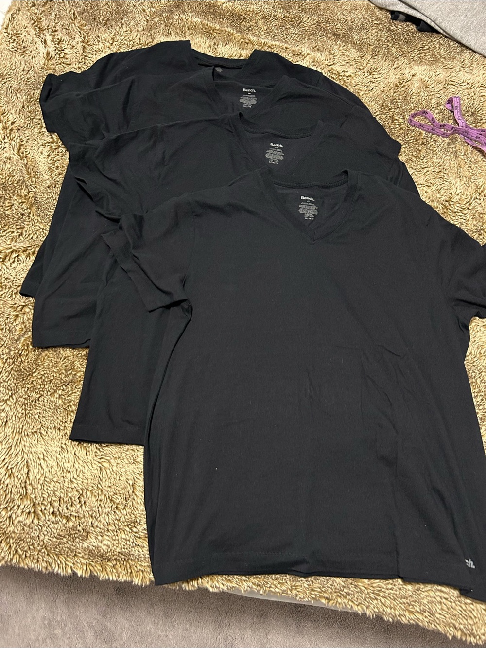 Bench Men's Black V-Neck Short Sleeve Tees - 4-Pack - Size L
